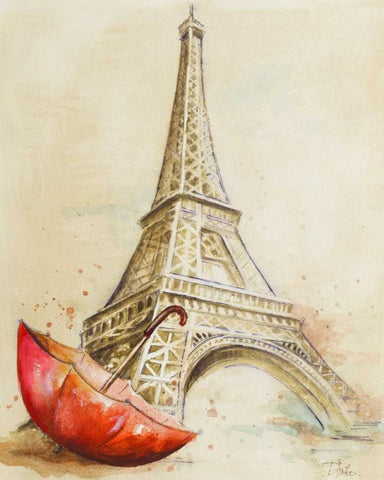 Tour Eiffel Black Ornate Wood Framed Art Print with Double Matting by Pinto, Patricia