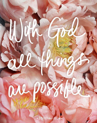 With God all things are possible Black Ornate Wood Framed Art Print with Double Matting by Gardner, Sarah