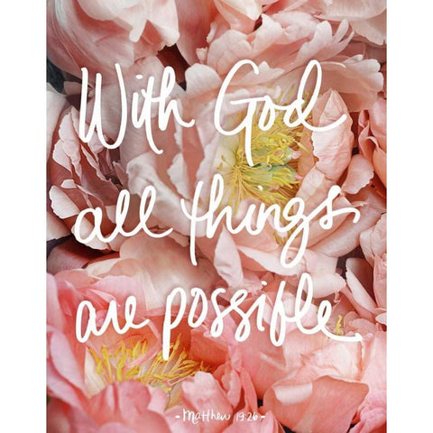 With God all things are possible Black Modern Wood Framed Art Print by Gardner, Sarah