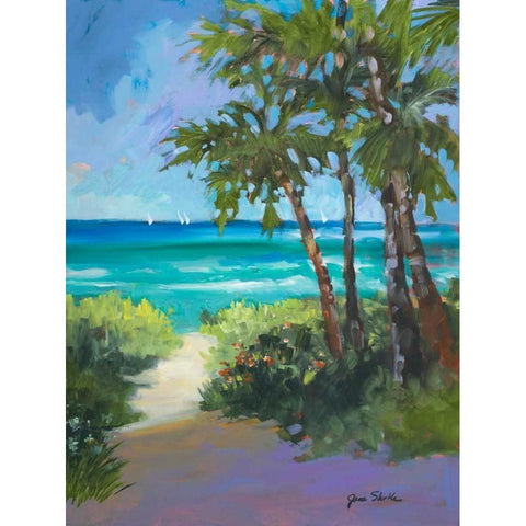 Caribbean View I Gold Ornate Wood Framed Art Print with Double Matting by Slivka, Jane