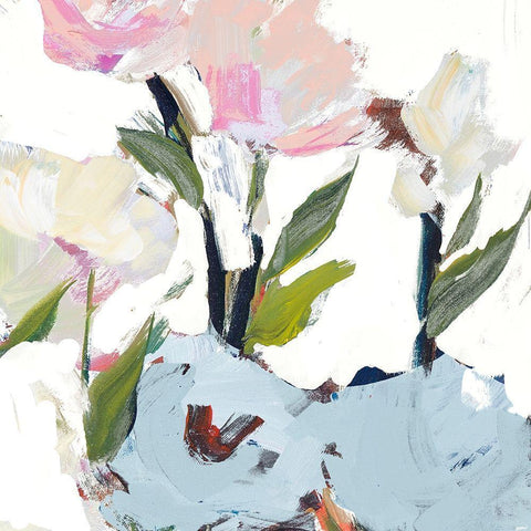 Blossoms I Black Modern Wood Framed Art Print with Double Matting by Slivka, Jane