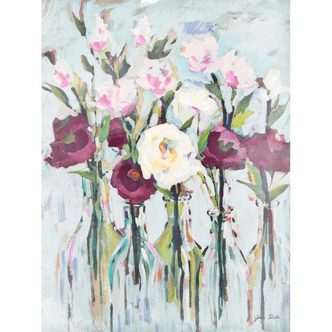 Violet Romantic Blossoms White Modern Wood Framed Art Print by Slivka, Jane