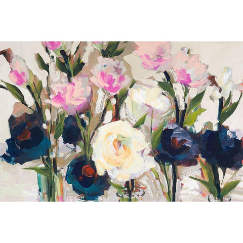 Romantic Blossoms Neutral Black Modern Wood Framed Art Print with Double Matting by Slivka, Jane
