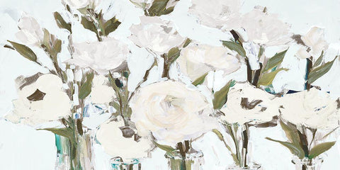 Romantic White Blossoms White Modern Wood Framed Art Print with Double Matting by Slivka, Jane