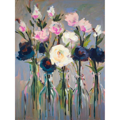 Romantic Blossoms Black Modern Wood Framed Art Print with Double Matting by Slivka, Jane