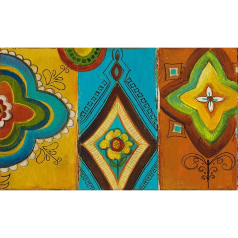 Quatrefoil Trio I Black Modern Wood Framed Art Print with Double Matting by Pinto, Patricia