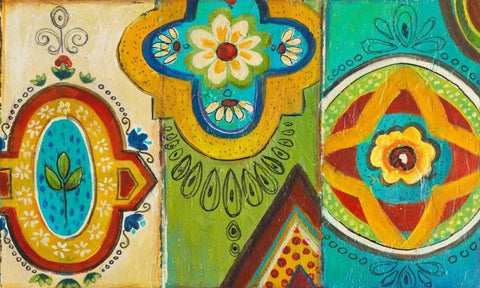 Quatrefoil Trio II White Modern Wood Framed Art Print with Double Matting by Pinto, Patricia