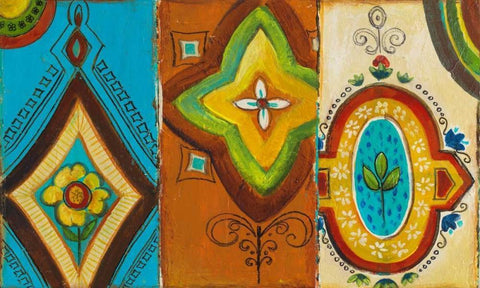 Quatrefoil Trio III White Modern Wood Framed Art Print with Double Matting by Pinto, Patricia