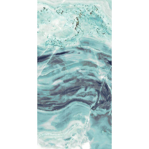 Aqua Mineral Panel I White Modern Wood Framed Art Print by Bryant, Susan