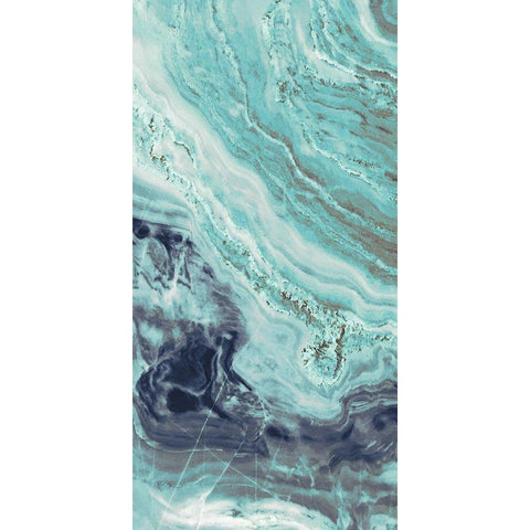 Aqua Mineral Panel II Gold Ornate Wood Framed Art Print with Double Matting by Bryant, Susan