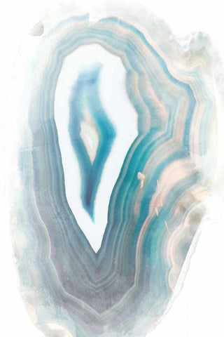 Blue Watercolor Agate Rectangle White Modern Wood Framed Art Print with Double Matting by Bryant, Susan