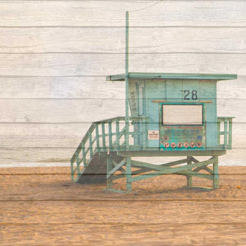 Lifeguard House On Wood Black Modern Wood Framed Art Print by Bryant, Susan