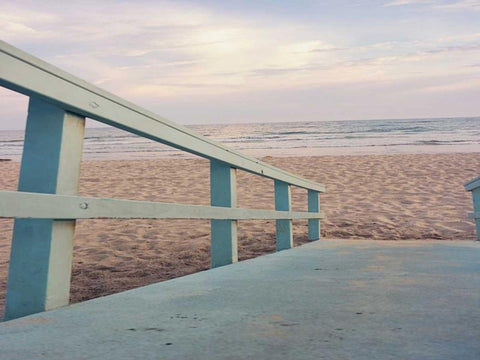 Down to the Beach White Modern Wood Framed Art Print with Double Matting by Bryant, Susan