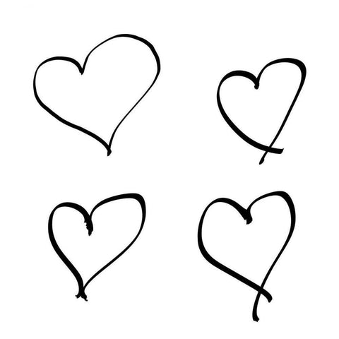 Handmade Hearts I Black Modern Wood Framed Art Print with Double Matting by SD Graphics Studio