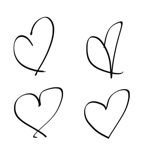 Handmade Hearts II Black Modern Wood Framed Art Print by SD Graphics Studio