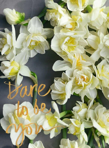 Dare to be You White Modern Wood Framed Art Print with Double Matting by Gardner, Sarah