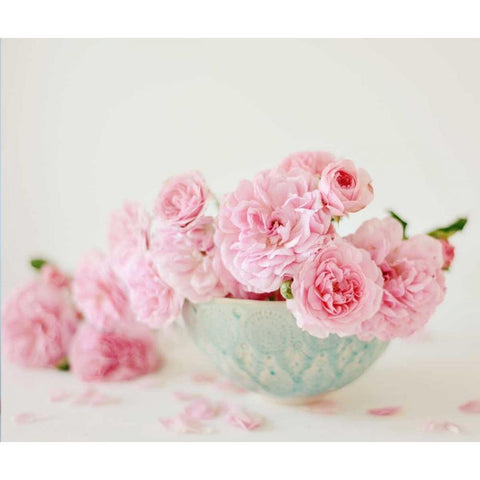 Petals and Porcelain White Modern Wood Framed Art Print by Gardner, Sarah