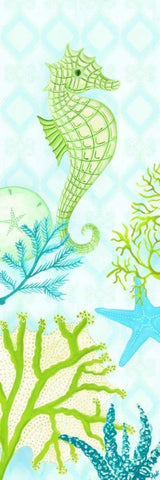 Seahorse Reef Panel I White Modern Wood Framed Art Print with Double Matting by Metz, Andi