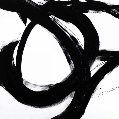 Circular Strokes I Black Modern Wood Framed Art Print by Morris, Megan