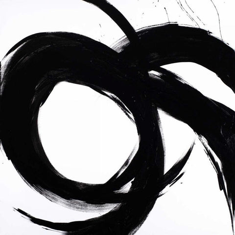 Circular Strokes II Black Modern Wood Framed Art Print by Morris, Megan