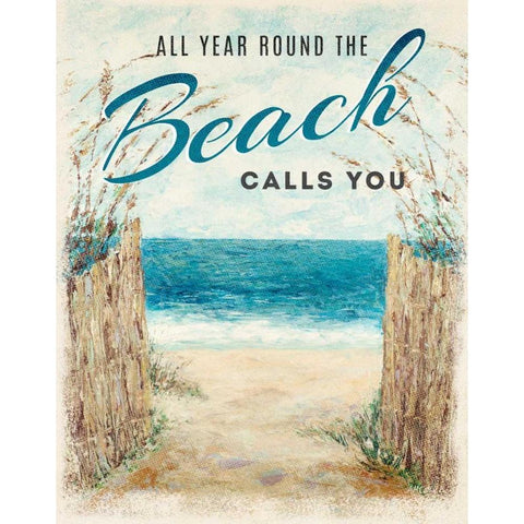 Beach Calls You Black Modern Wood Framed Art Print with Double Matting by Coolick, Ann Marie
