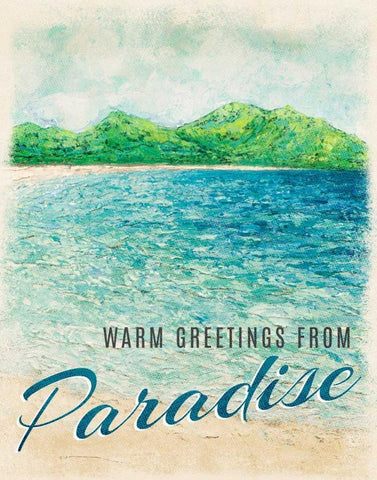 Greetings From Paradise White Modern Wood Framed Art Print with Double Matting by Coolick, Ann Marie
