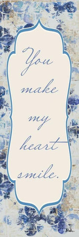 Blue Quadrefoil With Words I White Modern Wood Framed Art Print with Double Matting by Pinto, Patricia