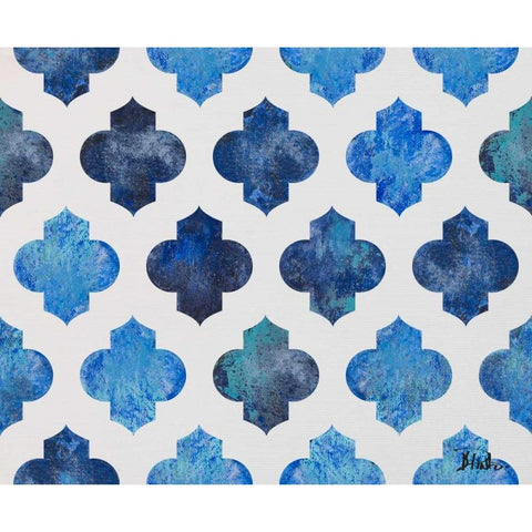 Clean Blue Quatrefoil I Black Modern Wood Framed Art Print by Pinto, Patricia