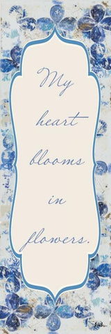 Blue Quadrefoil With Words II White Modern Wood Framed Art Print with Double Matting by Pinto, Patricia