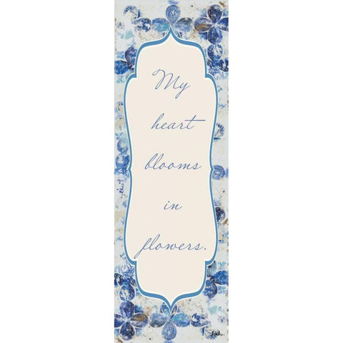 Blue Quadrefoil With Words II White Modern Wood Framed Art Print by Pinto, Patricia