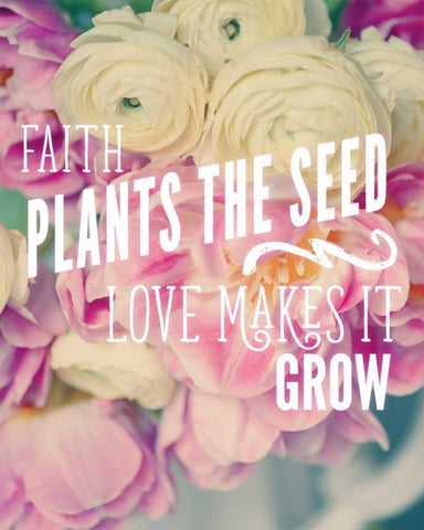 Faith Plants the Seed Black Ornate Wood Framed Art Print with Double Matting by Gardner, Sarah