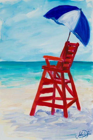 Lifeguard Post I White Modern Wood Framed Art Print with Double Matting by DeRice, Julie