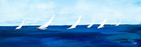 Windjammer Panel I White Modern Wood Framed Art Print with Double Matting by DeRice, Julie