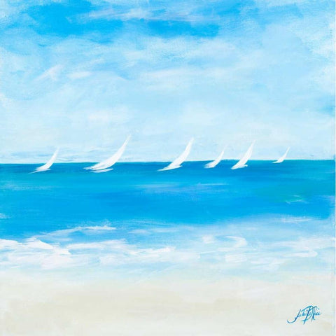 Windjammer I White Modern Wood Framed Art Print by DeRice, Julie