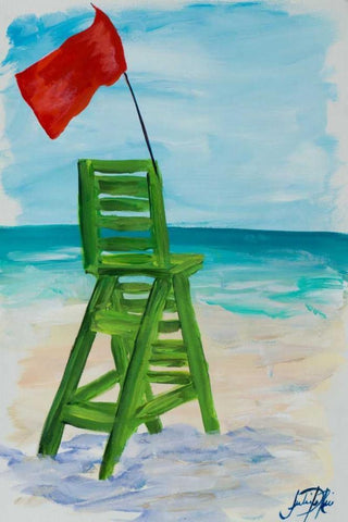 Lifeguard Post II Black Ornate Wood Framed Art Print with Double Matting by DeRice, Julie