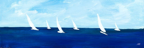 Windjammer Panel II White Modern Wood Framed Art Print with Double Matting by DeRice, Julie