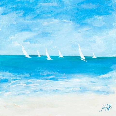 Windjammer II White Modern Wood Framed Art Print with Double Matting by DeRice, Julie