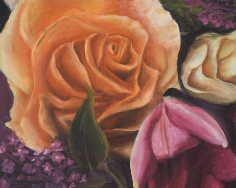 Among the Roses White Modern Wood Framed Art Print with Double Matting by Johnson, Walt