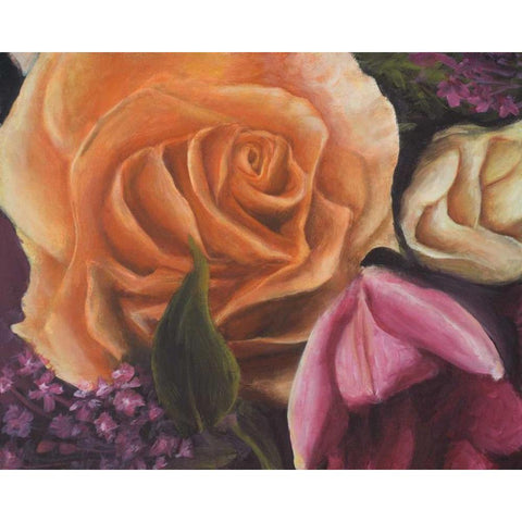 Among the Roses Black Modern Wood Framed Art Print with Double Matting by Johnson, Walt