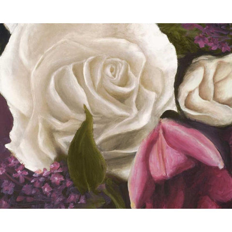 Among the White Roses Black Modern Wood Framed Art Print by Johnson, Walt