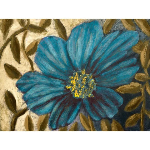 Simple Blue Garden I Black Modern Wood Framed Art Print with Double Matting by Johnson, Walt