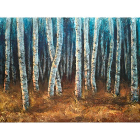 Moonlit Birchwood Gold Ornate Wood Framed Art Print with Double Matting by Johnson, Walt