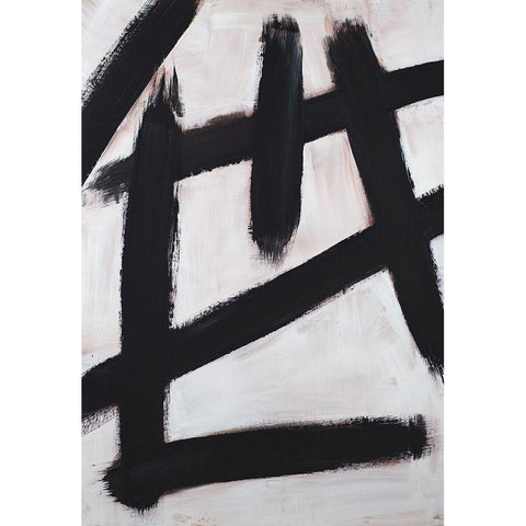 Ink Strokes Black Modern Wood Framed Art Print with Double Matting by Johnson, Walt