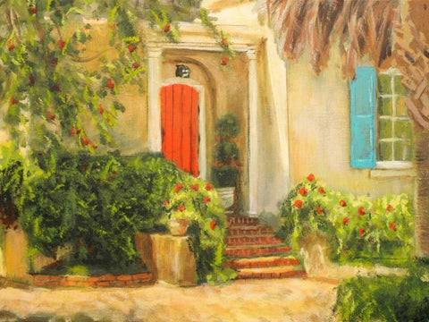 Front Garden Tuscan Dreams I Black Ornate Wood Framed Art Print with Double Matting by Johnson, Walt