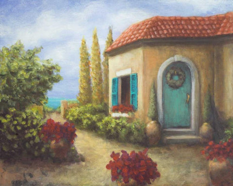 Front Garden Tuscan Dreams II White Modern Wood Framed Art Print with Double Matting by Johnson, Walt