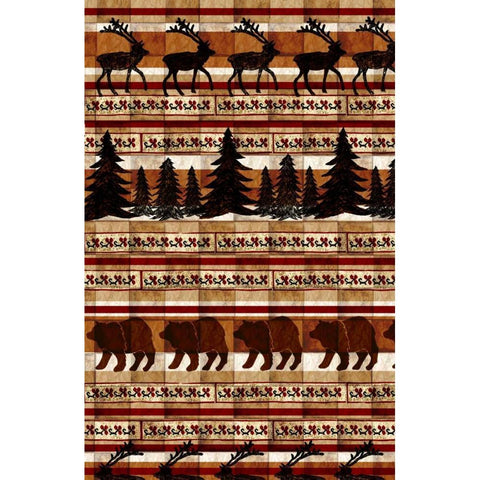 Nature Lodge Pattern V Gold Ornate Wood Framed Art Print with Double Matting by Biscardi, Nicholas