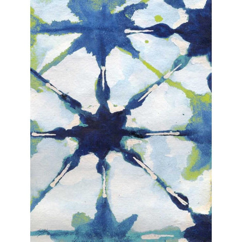 Green and Blue Shibori II Gold Ornate Wood Framed Art Print with Double Matting by Medley, Elizabeth