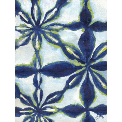 Green and Blue Shibori I White Modern Wood Framed Art Print by Medley, Elizabeth