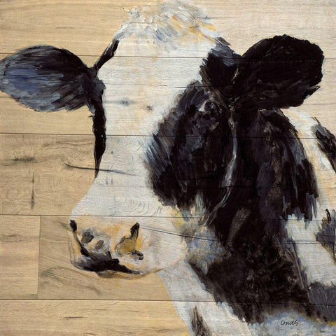 Cow On Wood White Modern Wood Framed Art Print by Loreth, Lanie