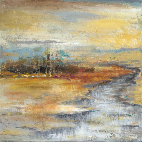 Silver River I Black Modern Wood Framed Art Print with Double Matting by Pinto, Patricia